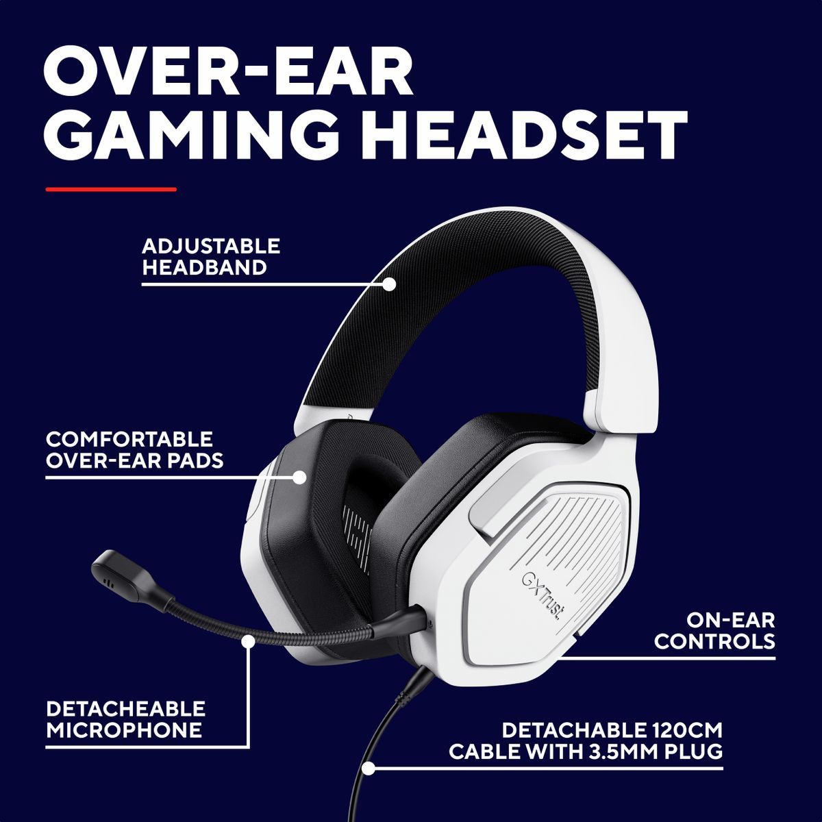 Trust GXT492W Carus Auricolare Cablato A Padiglione Gaming Bianco