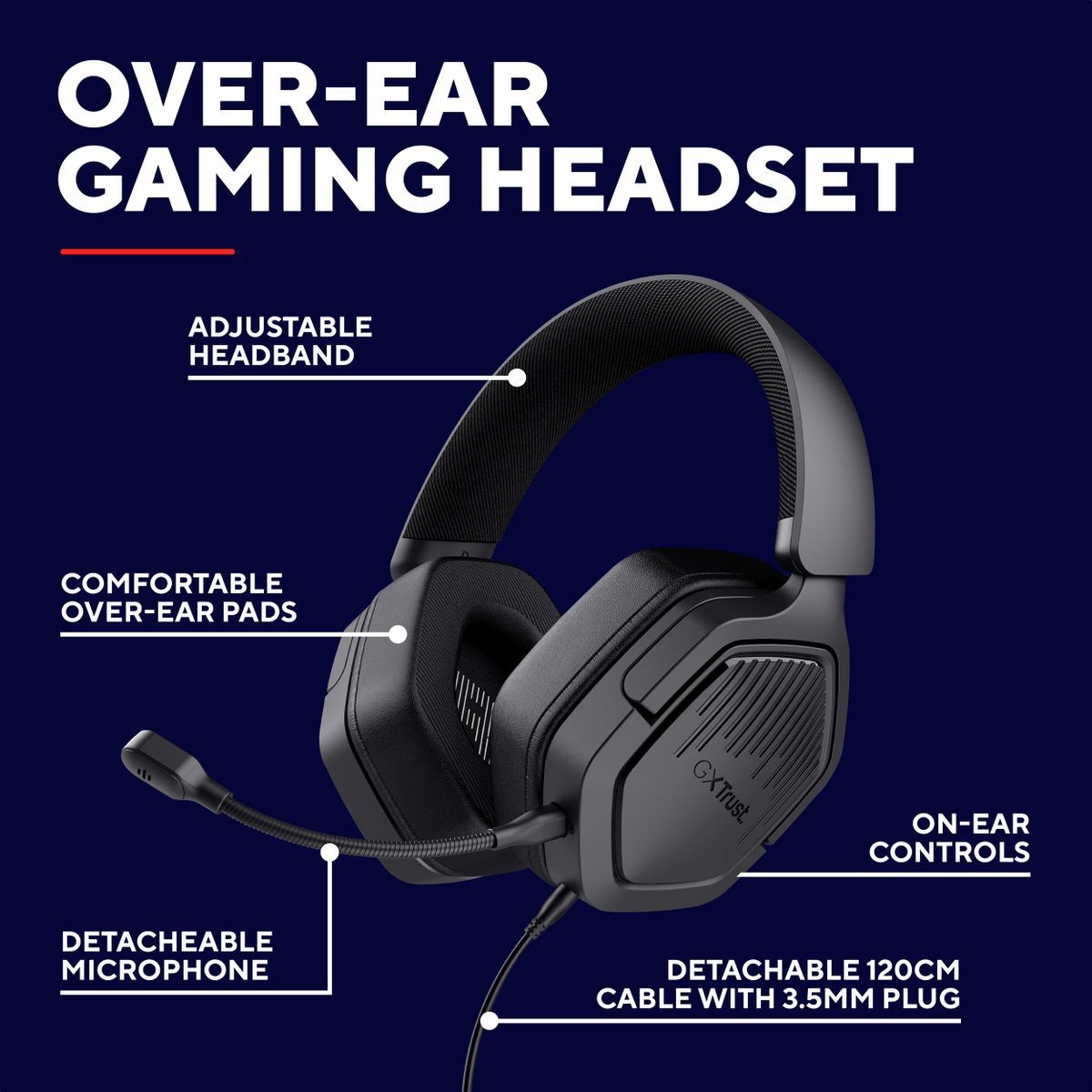 Trust GXT492 Carus Auricolare Cablato A Padiglione Gaming Nero