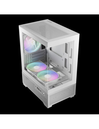 GAMDIAS CASE MICRO TOWER AURA GC9M ELITE WH ARGB 3x120ARGB PANORAMICO